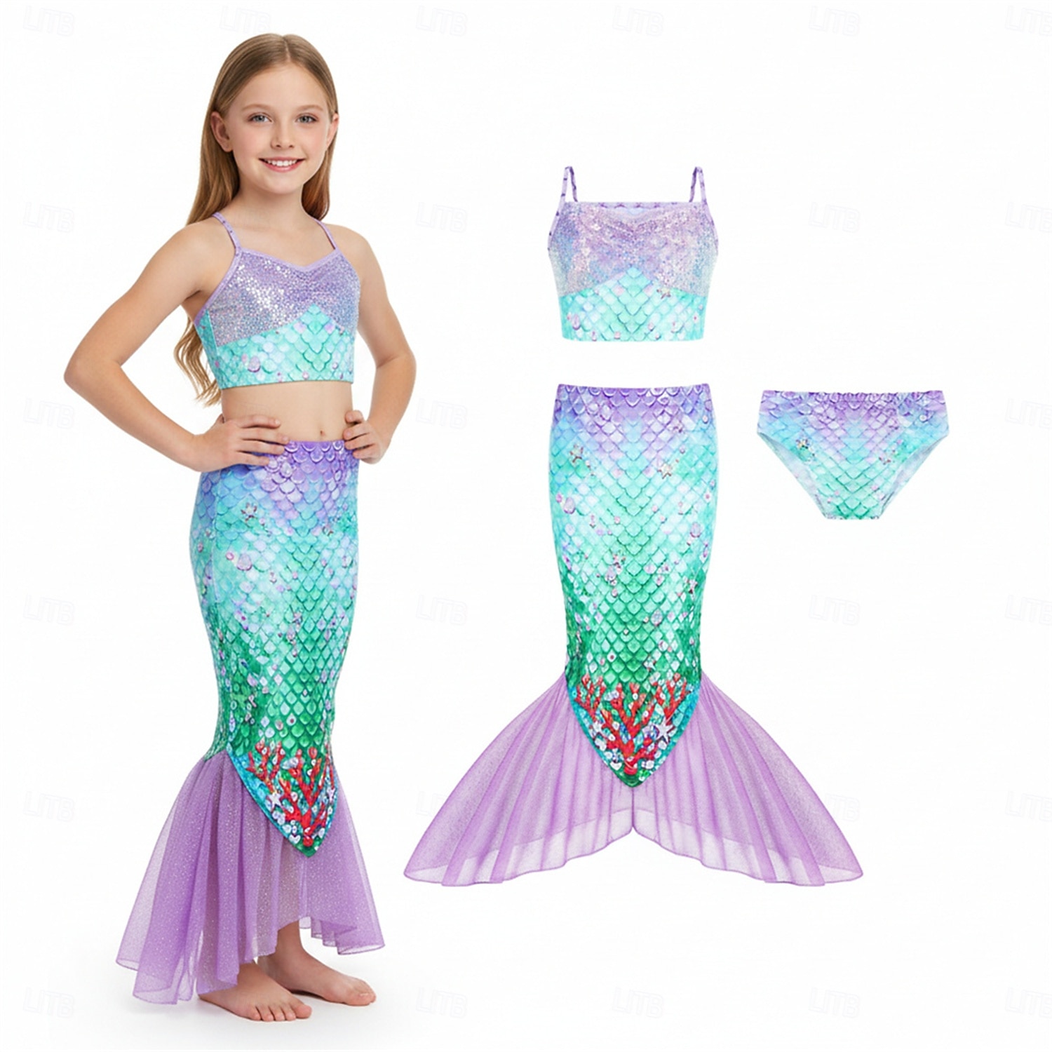 Mermaid Princess Dress Swimwear Movie Cosplay for Girls' Kid's Masquerade Party Holiday Festival 2026 - $25.99 –P1