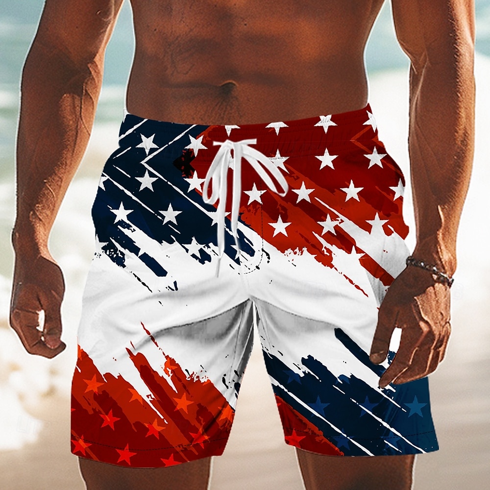 Herren 250. Jahrestag des Unabhängigkeitstages der USA am 4. Juli US Flagge Badehosen Badeanzüge Badeshorts Boardshorts Mittlere Taille Patriotisch Ferien Seitentaschen Netzfutter Elastischer 2026 - $20.99 –P1