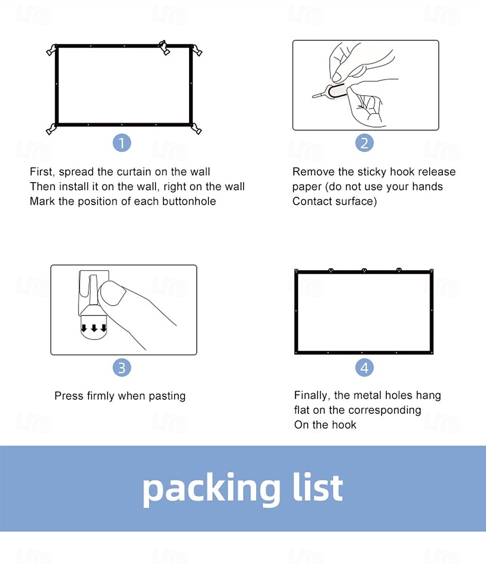 Projector Screen 16:9 HD 4K, Foldable Portable Projection Screen for Home Theater, Indoor Outdoor Movie Screen with Reinforced Edges and Grommets, Anti-Crease Video Screen for Office & Backyard 2026 - $19.99 –P10