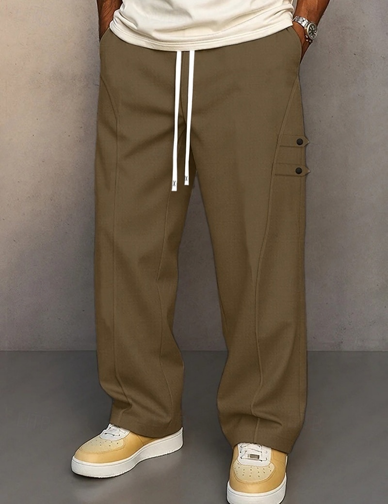 Bărbați Pantaloni Pantaloni casual Cordon Buzunar Simplu Confort Respirabil Lungime totală Casual Zilnic Casă Vacanță Modă Cămilă Gri Inelastic 2026 - $31.99 –P4