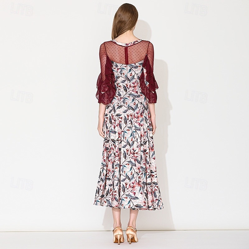 Tiodans Klänning Blomtryck Plisserat Tvinning Dam Fest Träning Prestanda Långärmad Elastan Polyester 2026 - QAR 574.91 –P4