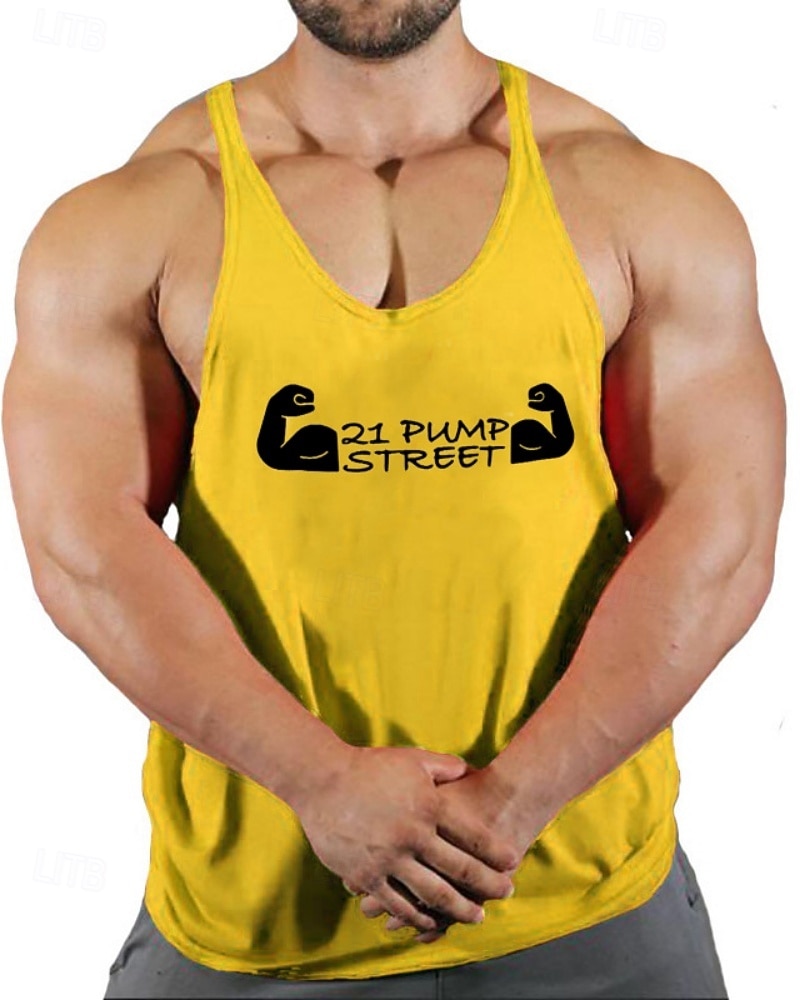 Herr Grafisk Bokstav Träningströja Linne för jogging Gymlinne Sommar Ärmlös Snabb tork Fuktabsorberande Gymträning Aktiv träning Träning Blå Svart Vit Sportkläder Sportkläder 2026 - $8.99 –P5