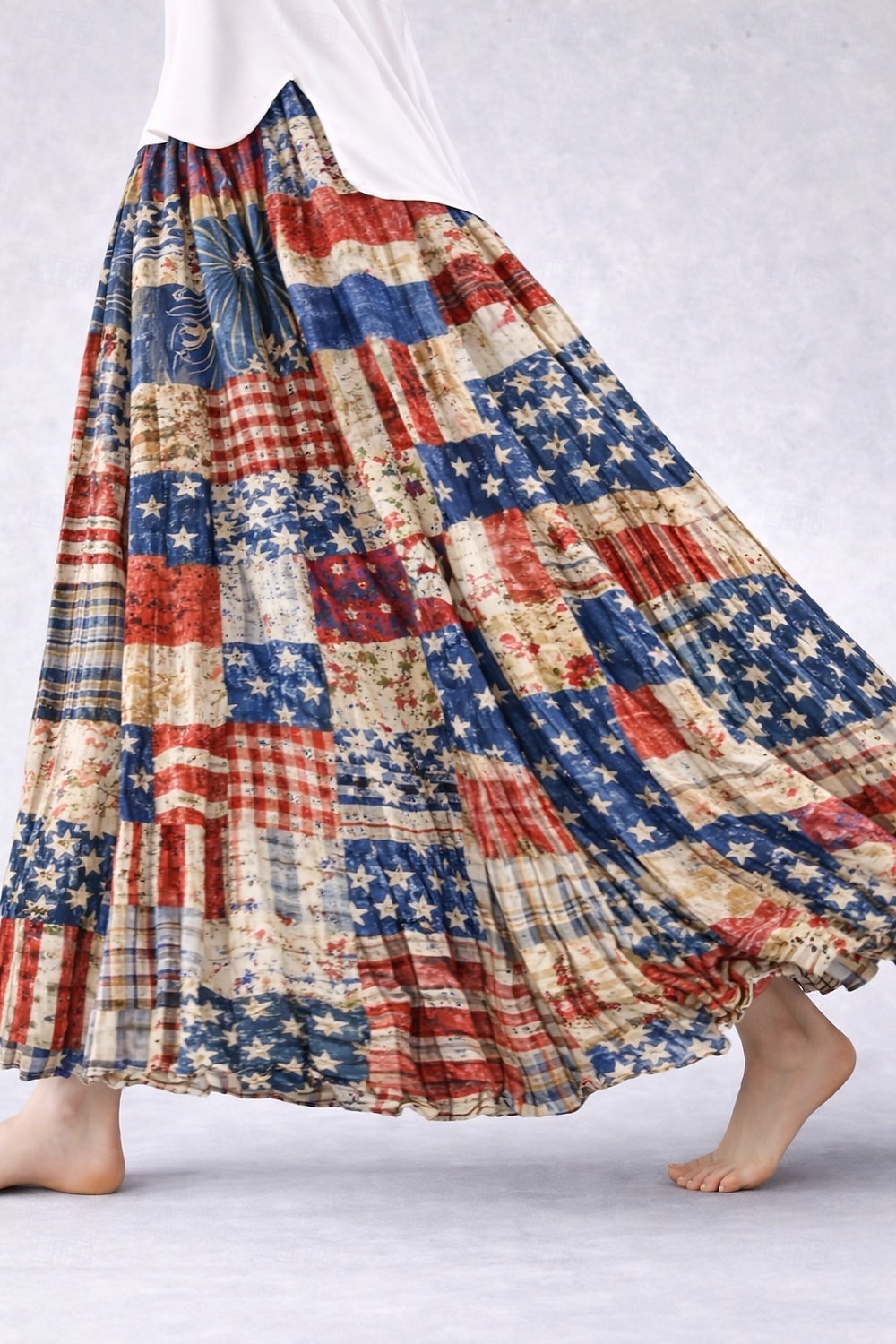 Mujer Falda de vacaciones Elegante Moda Casual Maxi Alta cintura Faldas Graphic Bolsillo Estampado Microelástico Diario Vacaciones Azul Piscina Rojo Verano 2026 - $48.99 –P1
