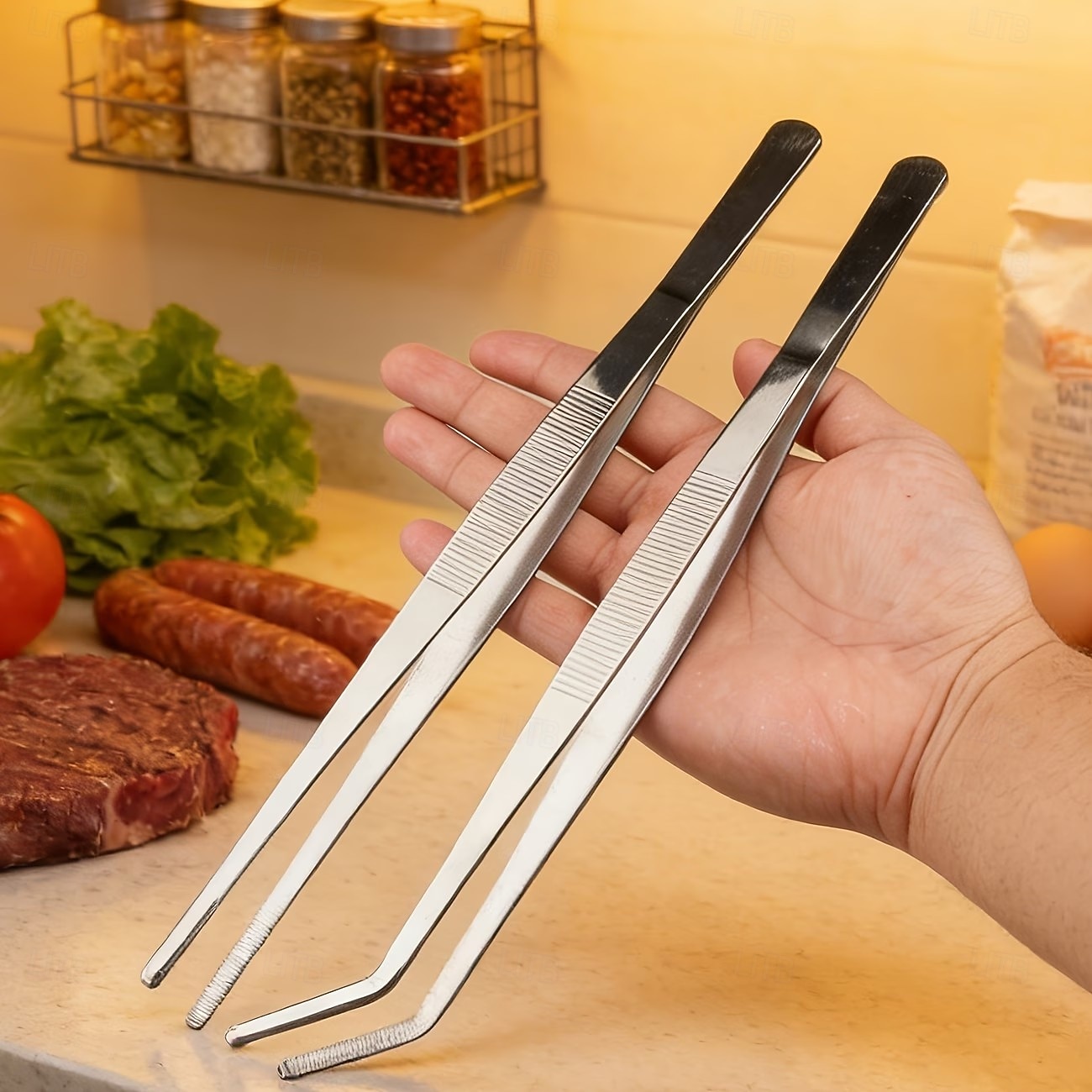 2PCS Stainless Steel Cooking Tongs, Barbecue Tongs, Food Clips, Suitable for Salad, Vegetables, and Meat, High-Quality Stainless Steel, Durable and Easy to Clean, Space-Saving, Practical Kitchen Tools 2026 - $9.99 –P1