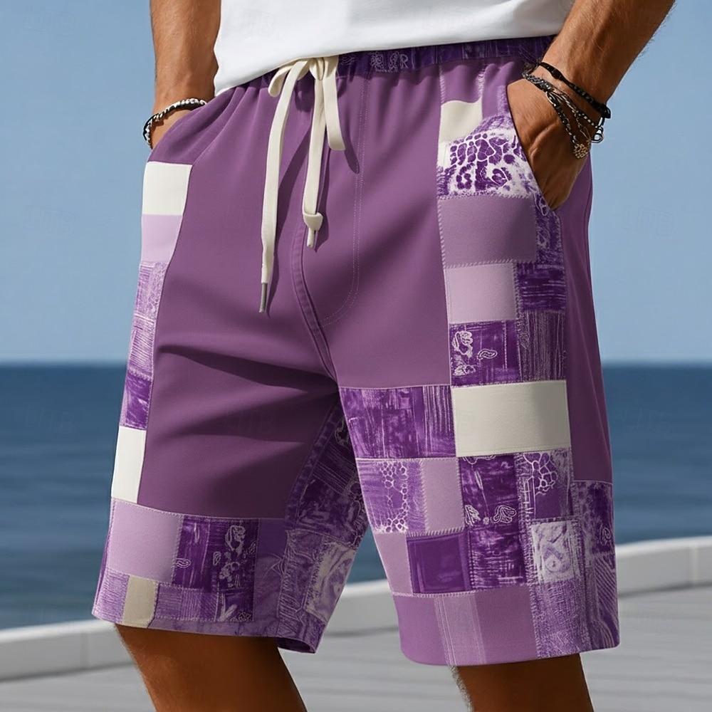 Herren Farbblock Patchwork Karo / Karomuster Badehosen Badeshorts Boardshorts Mittlere Taille Modisch lässig Outdoor Urlaub Alltagskleidung Seitentaschen Netzfutter Elastischer Kordelzug in der Taille 2026 - $20.99 –P2