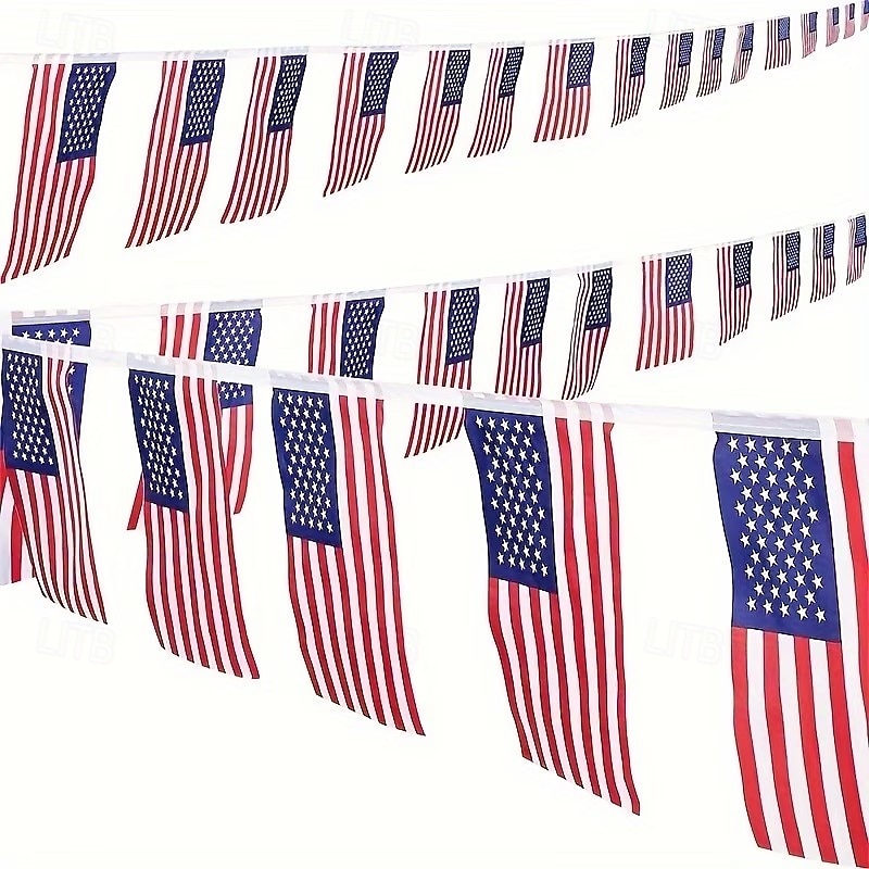 Cordões com bandeiras patrióticas dos EUA – 20/40 mini bandeiras americanas para sala de aula, jardim &4 de julho, Dia da Independência, 250º aniversário, decorações do Dia da Memória de 2026 por $10.99 –P7