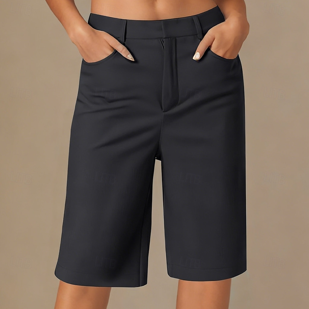 Dames korte broek Korte broek Zomer korte broeken Vintage Modieus Casual / Dagelijks Knielengte Lage Taille Effen Kleur Effen Zak Recht been Comfort Lichtgewicht Zacht Inelastisch Streetwear Kantoor 2026 - $24.99 –P2