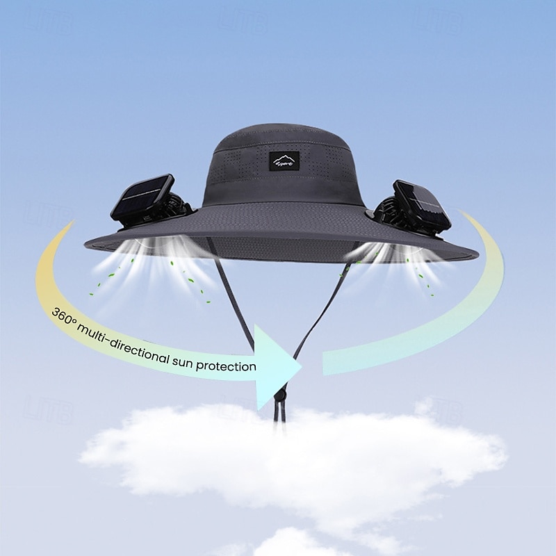 2026 New Solar-Powered Outdoor Sun Hat with Dual Fans, Digital Battery Display, Wide Brim, Lightweight Breathable Cap for Hiking, Fishing, Camping, Travel, Beach, Summer 2026 - $35.99 –P10