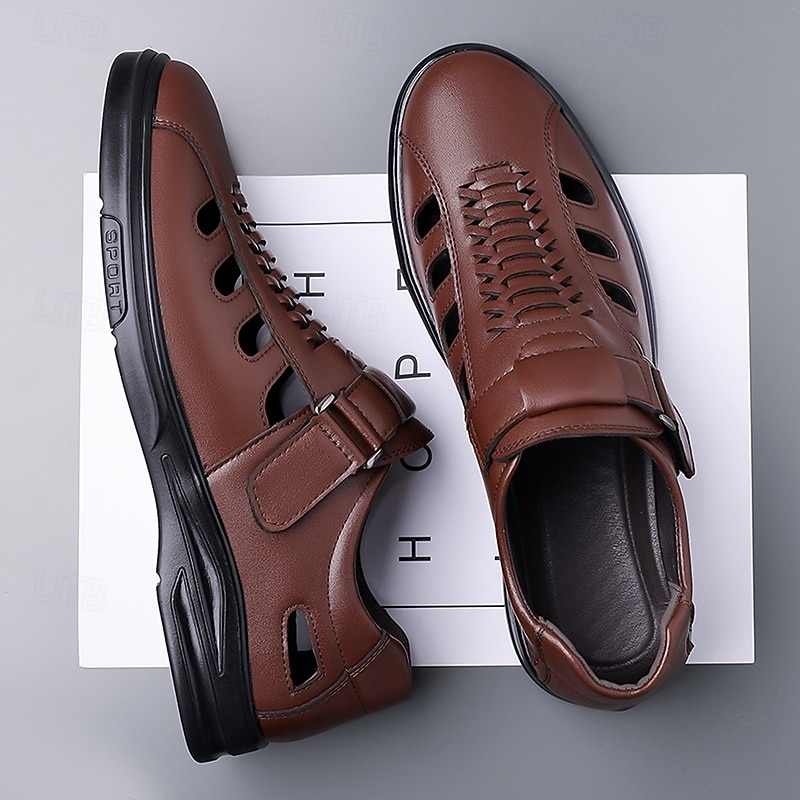Sapatos casuais masculinos marrons com fivela e recortes, confortáveis para caminhada, ideais para uso diário, viagens, dirigir, escritório, looks casuais de negócios, fins de semana e estilo elegante. de 2026 por $42.99 –P9