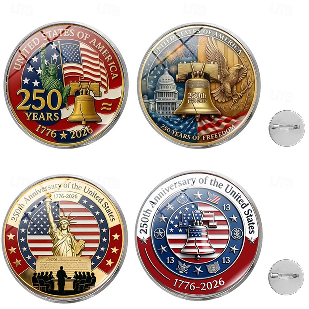 4 db-os amerikai 250. évfordulós hajtókatű 1776-2026 hazafias fehér sas szabadságharang emlékbross szuvenír hazafiaknak veteránok gyűjtők hátizsák dzseki dekoráció 2026 - $10.99 –P1