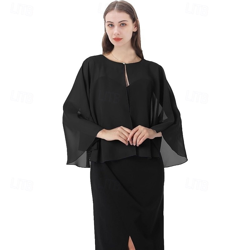 Bolero Envolturas de la madre Envolturas de novia Envolturas de invitados de boda Capa Elegante damas Estilo formal Sin Mangas Gasa Velos de Boda Con Color Puro Para Diario Verano 2026 - $28.99 –P5
