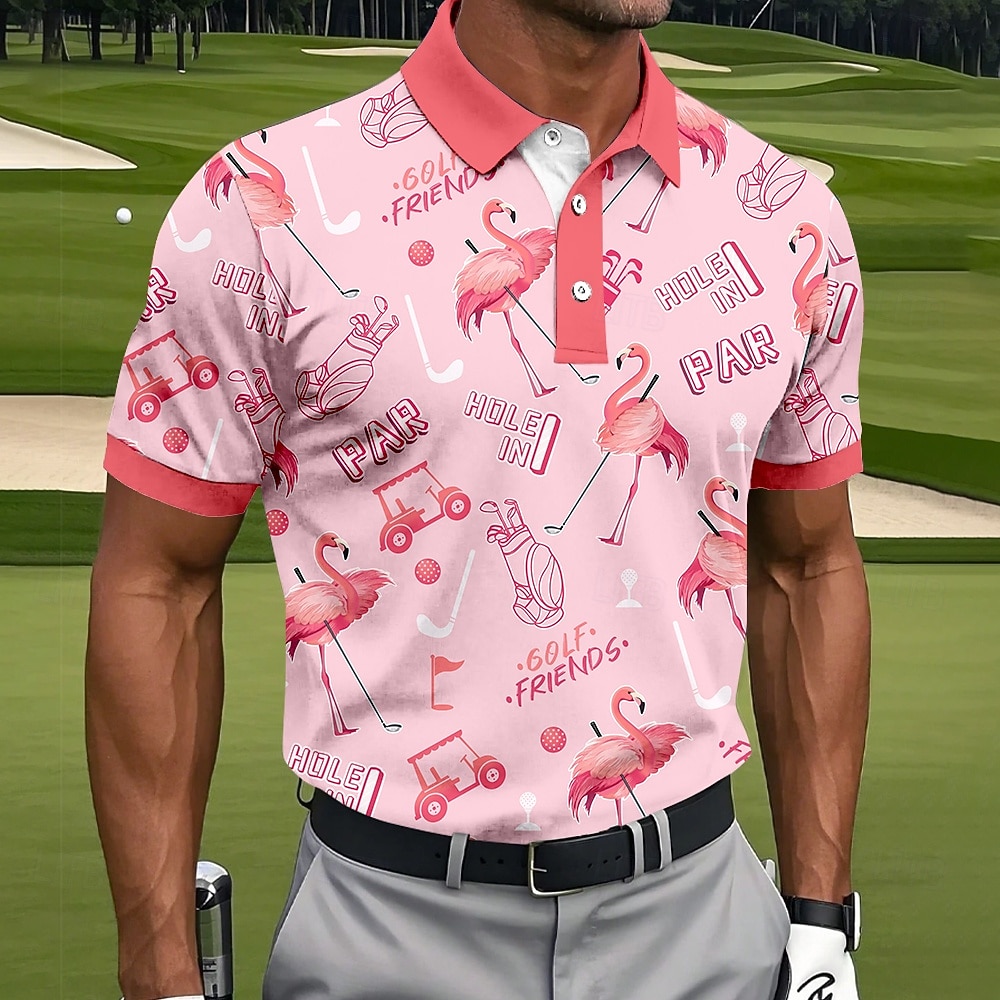 Men's Animal Golf Polo Sports Polo Shirts Short Sleeve Polo Shirts Collared Shirts Casual Athleisure Buttons Spring & Summer White Pink 2026 - $22.99 –P2