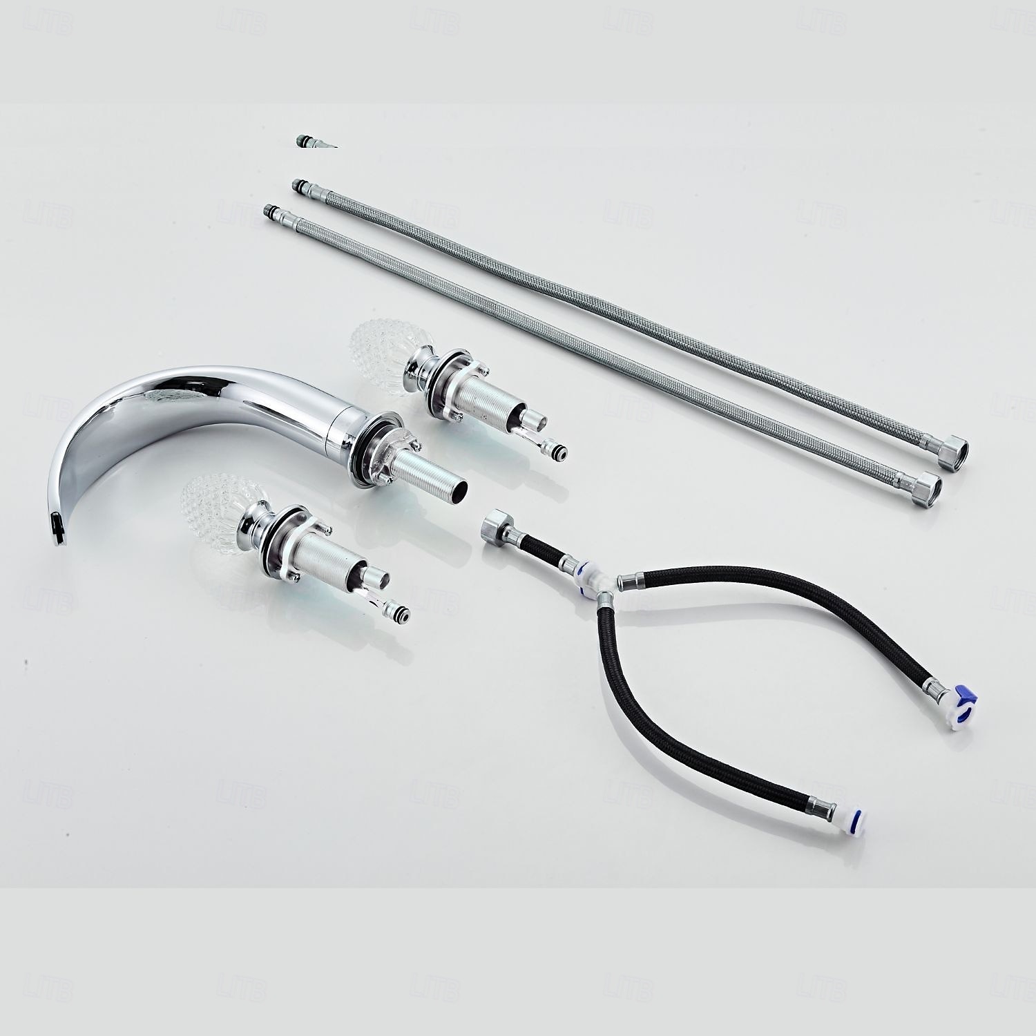 2026年 クロムメッキのバスルーム用蛇口、360°回転、3穴、広口、クリスタルハンドル、バスルームシンク用蛇口、レトロビンテージ、洗面化粧台用蛇口  コレクション – $307.69 –P4