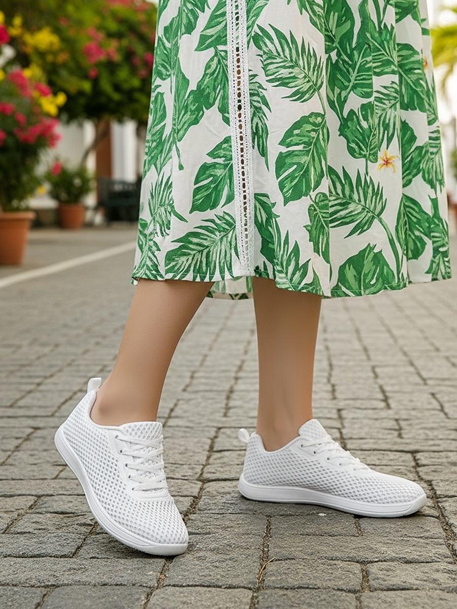 Women's White Wide Fit Breathable Mesh Sneakers - Lightweight Mesh Walking Shoes for Resort Streets, Vacation Travel & Everyday Casual Comfort 2026 - $32.99 –P10