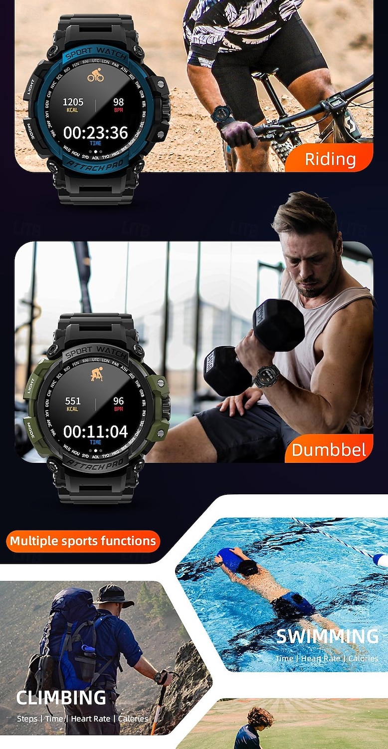 Relógio inteligente Lokmat Attack Pro de 1,32 polegadas com Bluetooth, chamadas, pedômetro, lembrete de chamadas e rastreador de atividades, compatível com Android e iOS, unissex, longa duração da bateria, chamadas em modo mãos-livres, à prova d'água IP68 de 2026 por $57.99 –P12