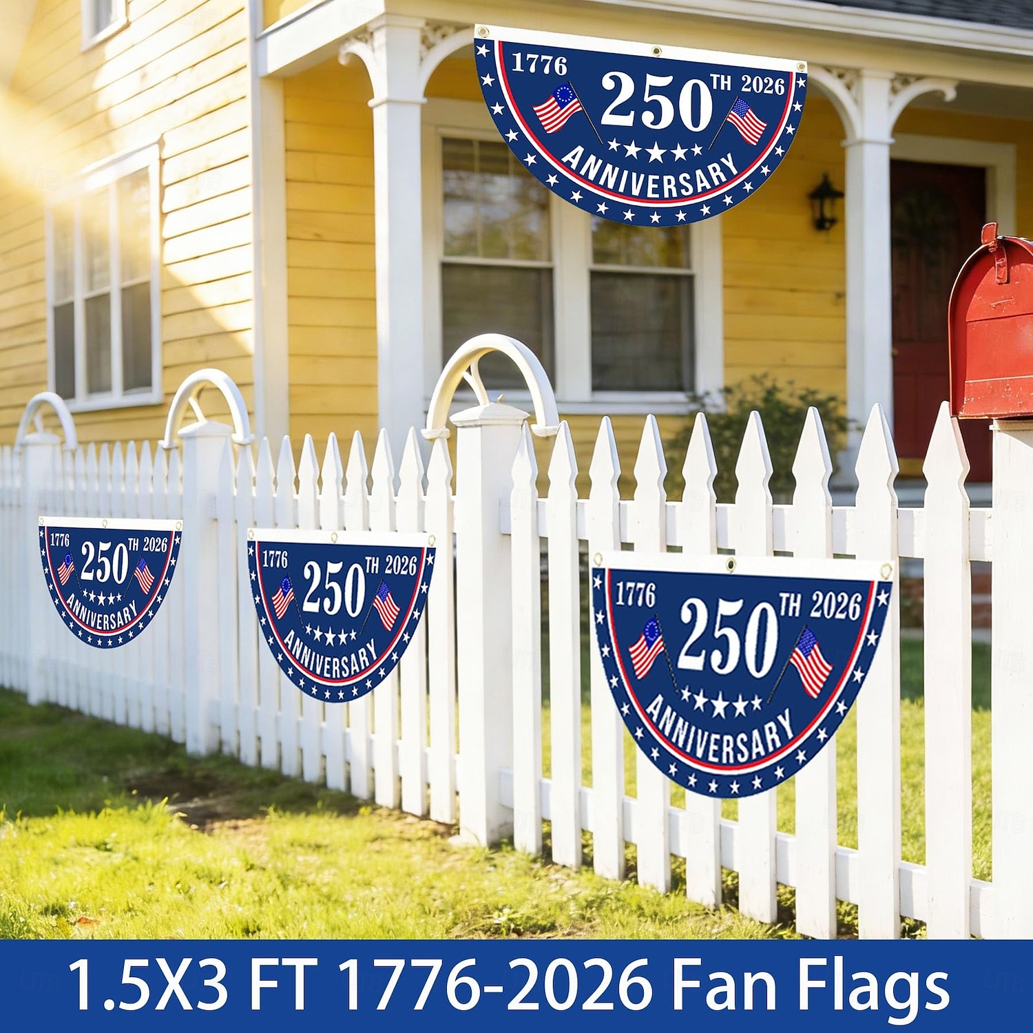 2 darab USA 250. évfordulós zászló 1,5X3 FT 1776-2026 szurkolói zászlók patriotikus csillagok kültéri díszek frontajtóra teraszra üdvözlő háttér fém grommetekkel 2026 - $17.99 –P6