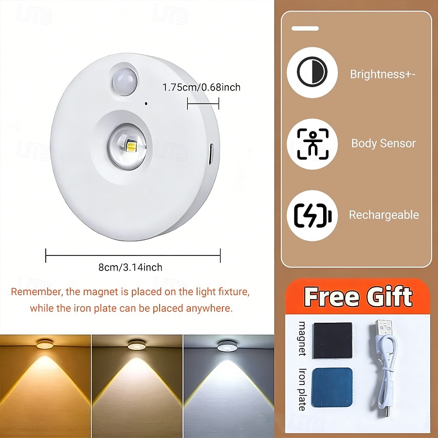 LED Translucent Tri-color Dimmable Touch Control Adjustable Magnetic Light Atmosphere Lamp Energy-saving with Charger Modern Minimalist Wardrobe Bedside Bedroom Study Cabinet Showcase Wine Cabinet Kit 2026 - $8.99 –P8