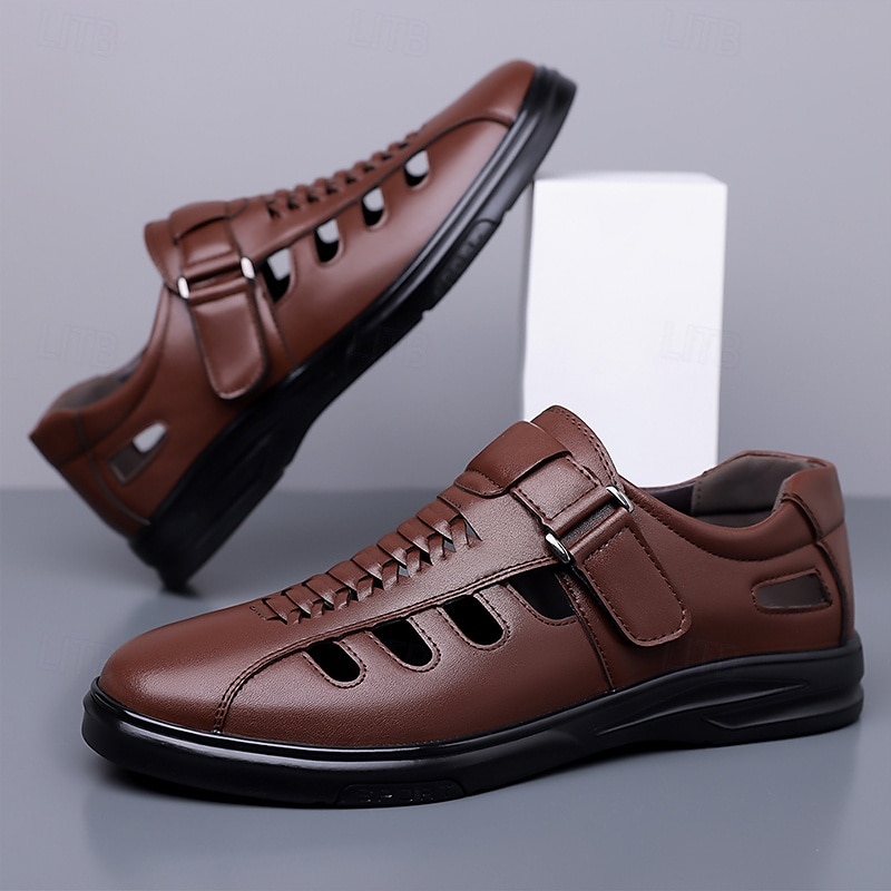 Sapatos casuais masculinos marrons com fivela e recortes, confortáveis para caminhada, ideais para uso diário, viagens, dirigir, escritório, looks casuais de negócios, fins de semana e estilo elegante. de 2026 por $42.99 –P8