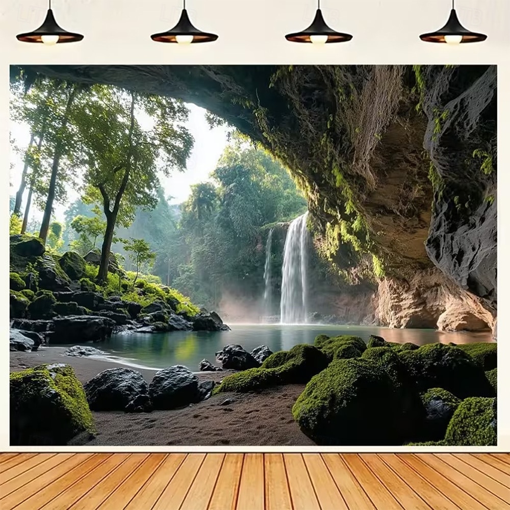 Paradis tropical, cascadă, piscină, palmieri, peisaj natural, tapiserie de perete, fundal textil mare, pentru living, dormitor, cămin, birou, decor de perete, artă murală 2026 - $20.99 –P5