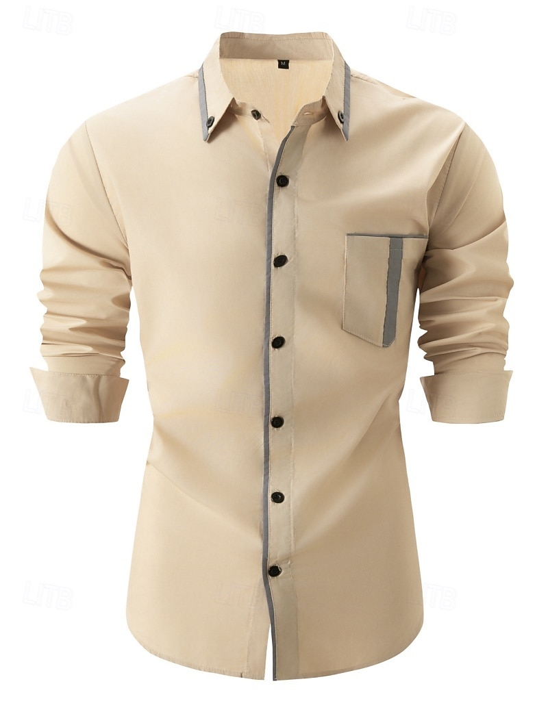 Voor heren Overhemd Button-down overhemd Lapwerk Casual Dagelijks Zwart Wit Rood Marineblauw Lange mouw Strijkijzer Zomer Lente Kleding Zak 2026 - E£1506.04 –P5