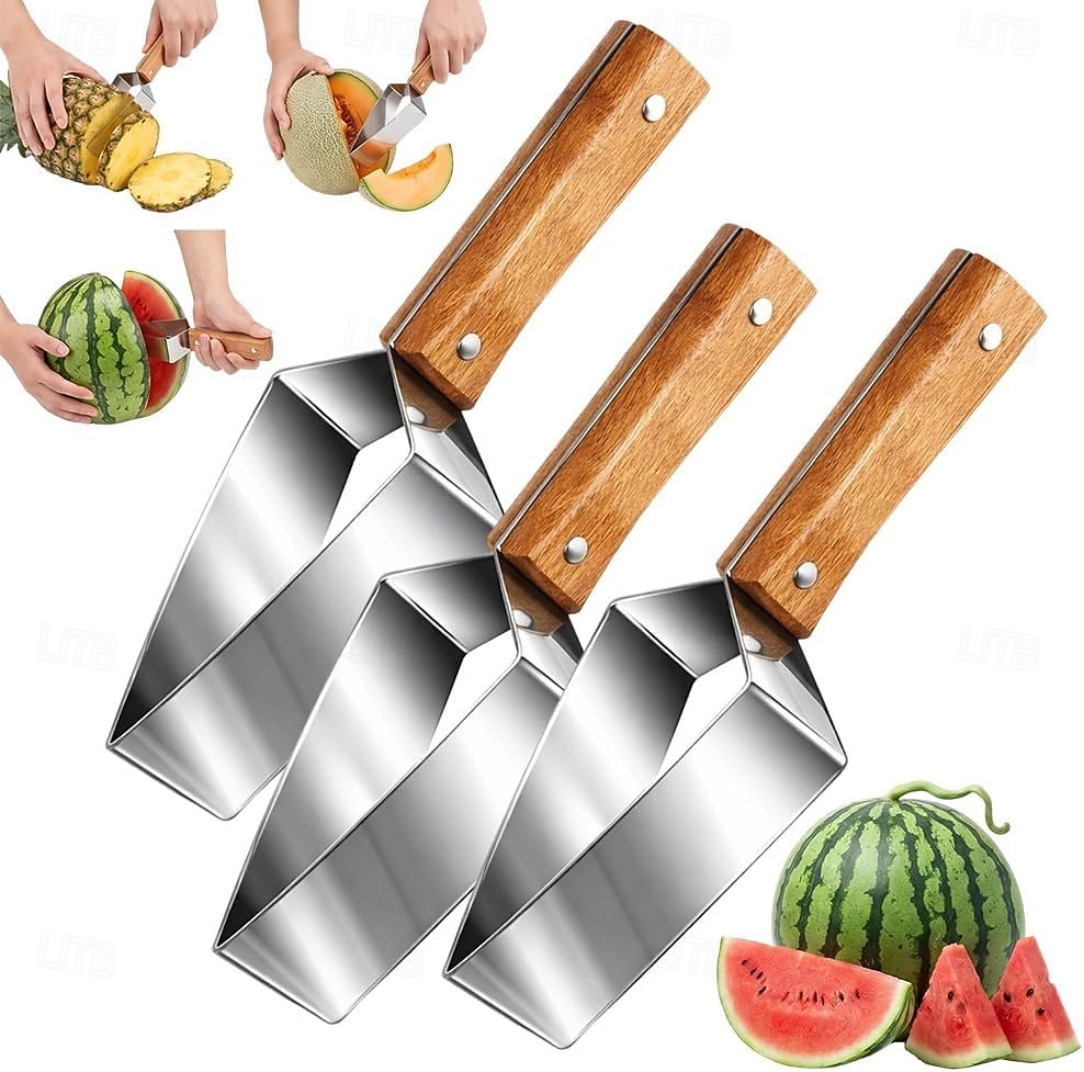 3 Pcs Triangle Watermelon Cutter, Stainless Steel Watermelon Slicer with Wooden Handle Melon Slicer, Stainless Steel Watermelon Slicer Tool for Home Kitchen Camping Picnic 2026 - $15.99 –P1