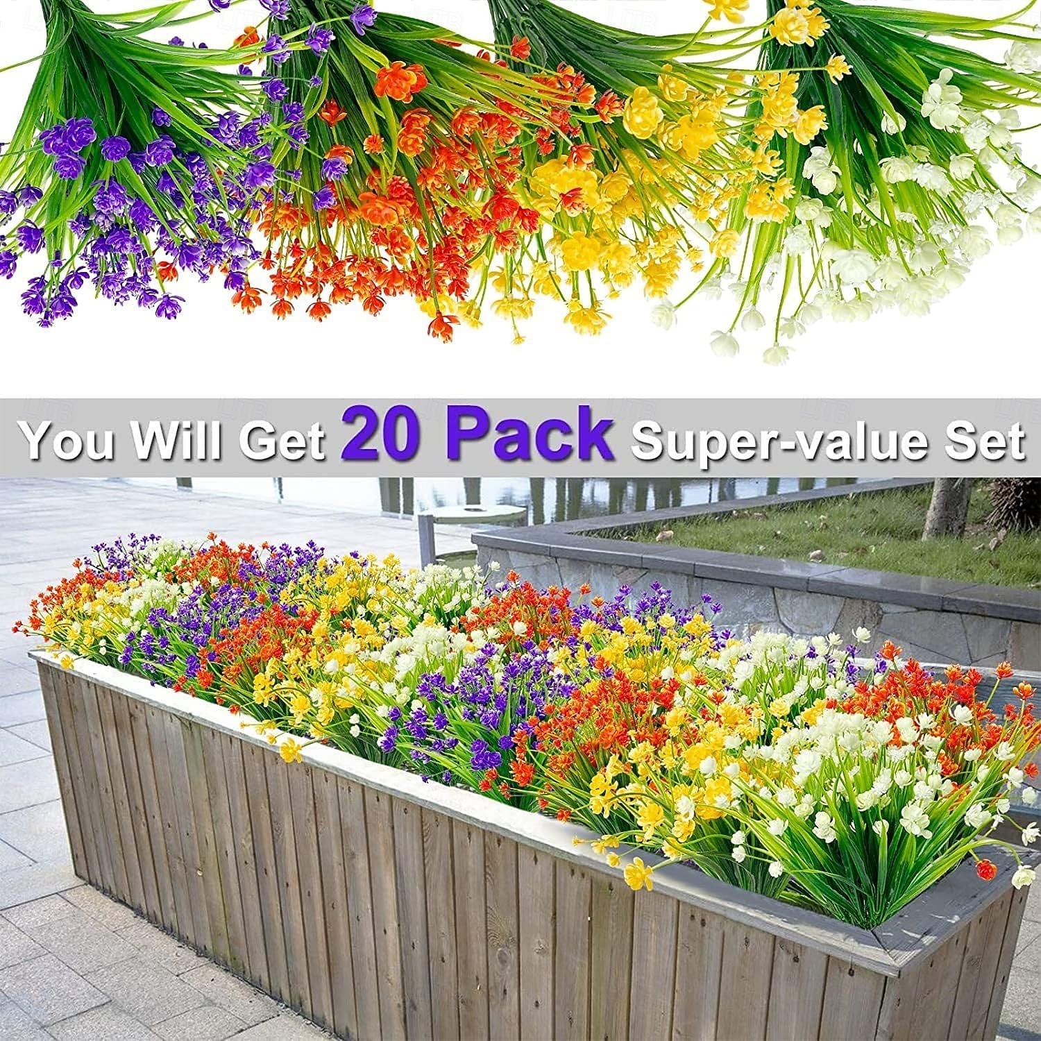 20 Bundles Artificial Flowers for Outdoors, Summer Spring Grass Camellia Fake Flowers Plastic Plants, UV Resistant No Fade Faux Greenery for Gardens Porch Cemetery Decor 2026 - $29.99 –P2