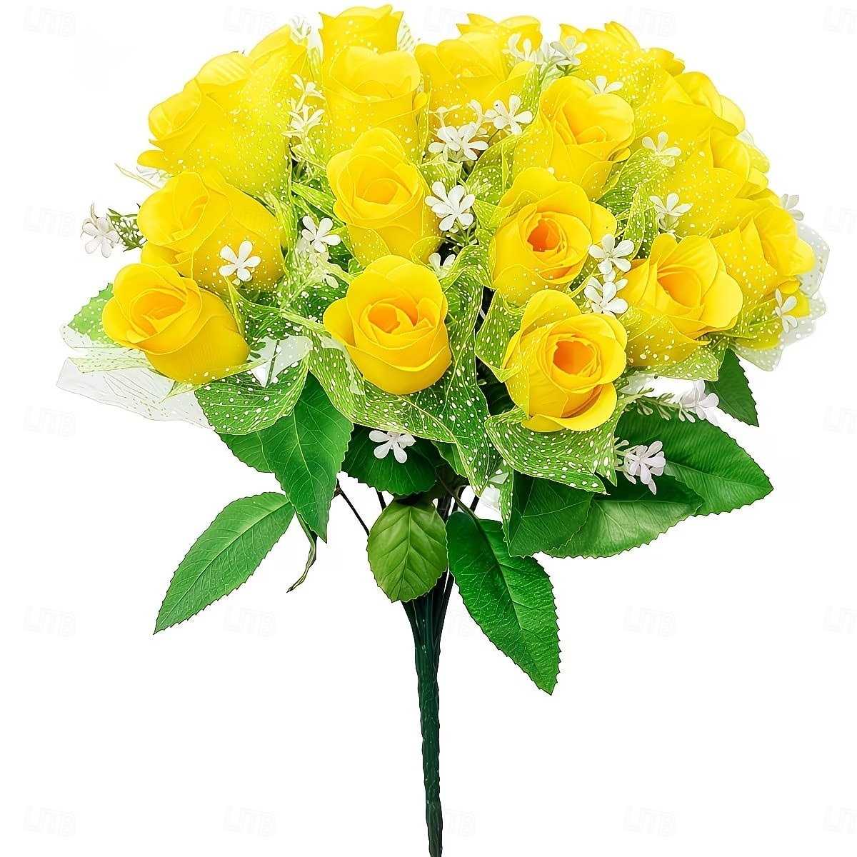 Arranjo requintado de rosas artificiais para lápides, ideal para o Dia da Memória, funerais e cemitérios, expressando condolências e despedidas a familiares e amigos. de 2026 por $14.99 –P6
