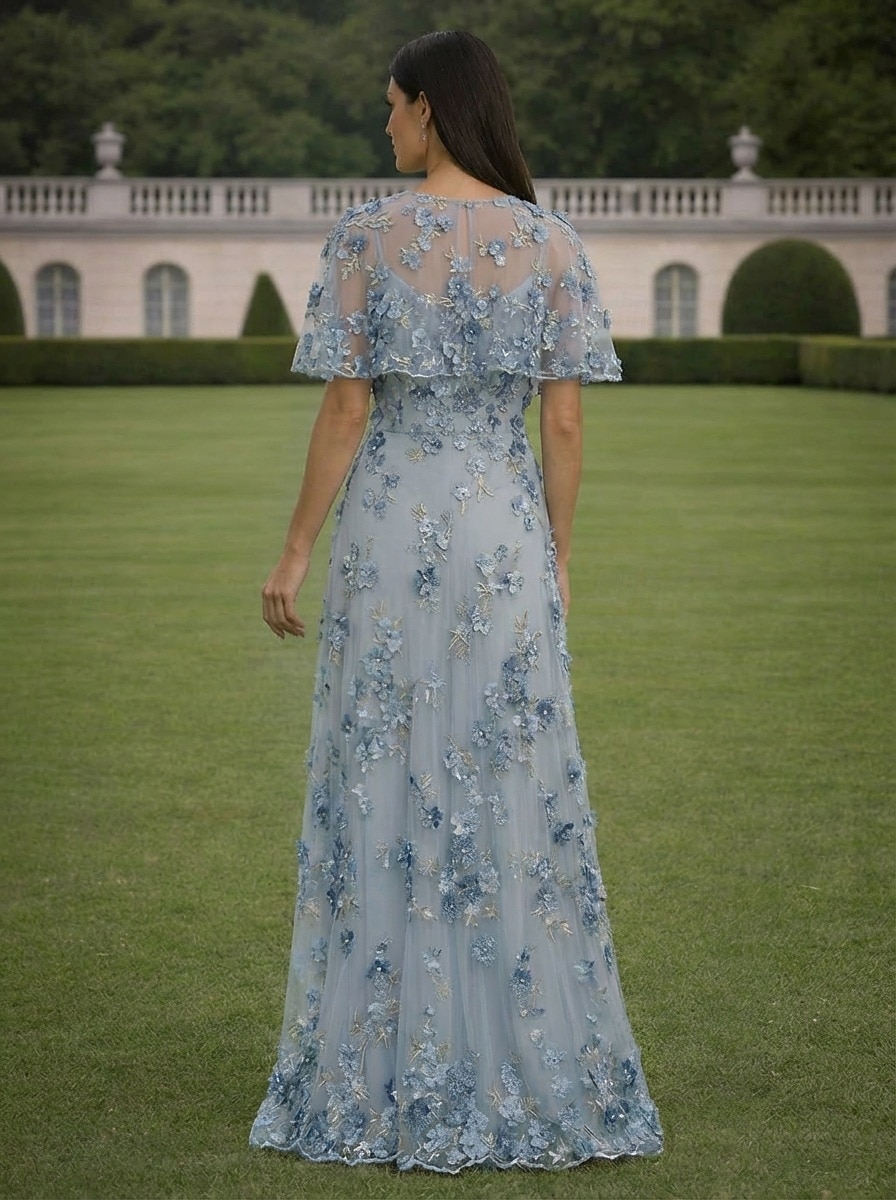 A-linje Kjoler Gulvlengde Maxikjole Festkjole Cocktail Kjole Kjole til brudens mor Kortermet Båthals Elegant Årgang Luksuriøs Formell Bryllupsgjest Kentucky Derby Chiffon Tyll Innpakking inkludert med 2026 - $182.99 –P4