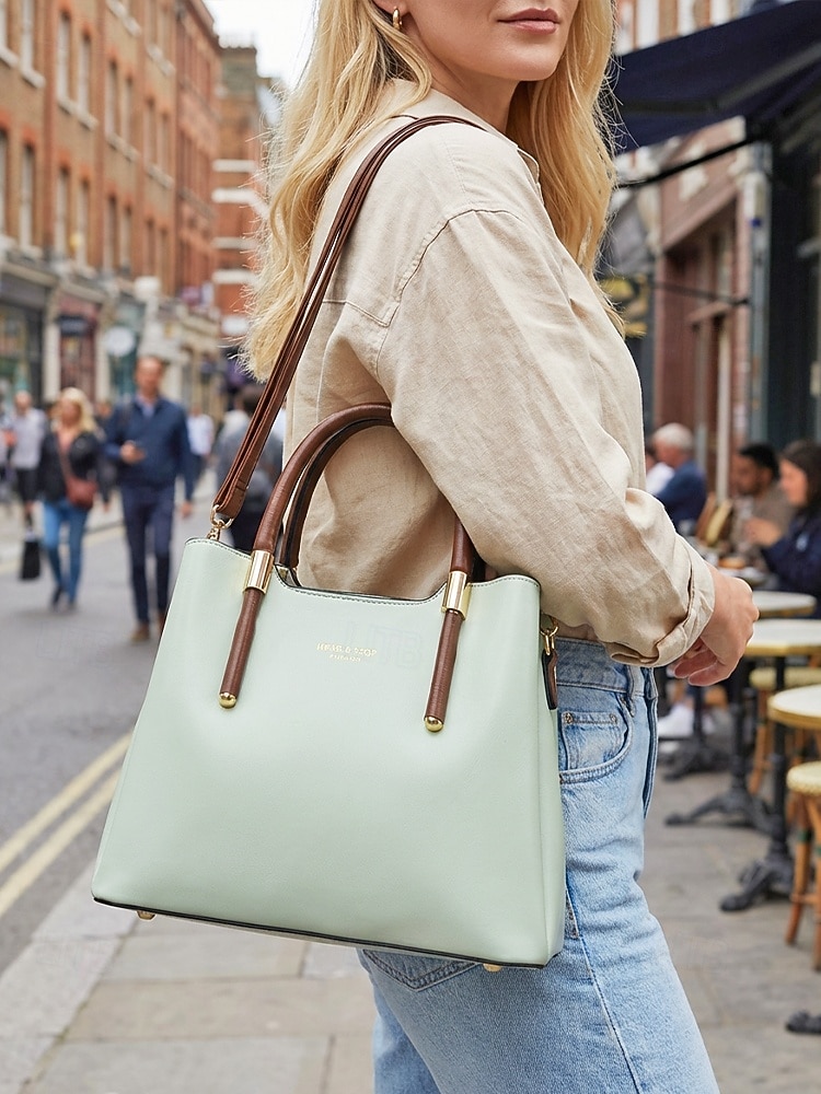 Bolso de mano elegante para mujer, de piel sintética, disponible en varios colores, con correa ajustable para el hombro, ideal para el uso diario, para ir al trabajo, para viajar y para reuniones 2026 - $29.99 –P4