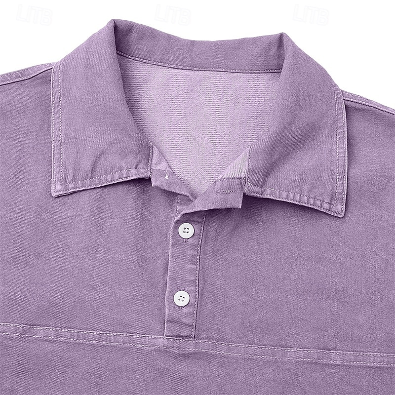 Koszulka SoftFade™ dla mężczyzn acid wash polo casual biznes kołnierz z prążkowanym wykończeniem krótki rękaw moda podstawowy gładki kolor color block guziki prane lato wiosna czarny jasny zielony 2026 - $31.99 –P14
