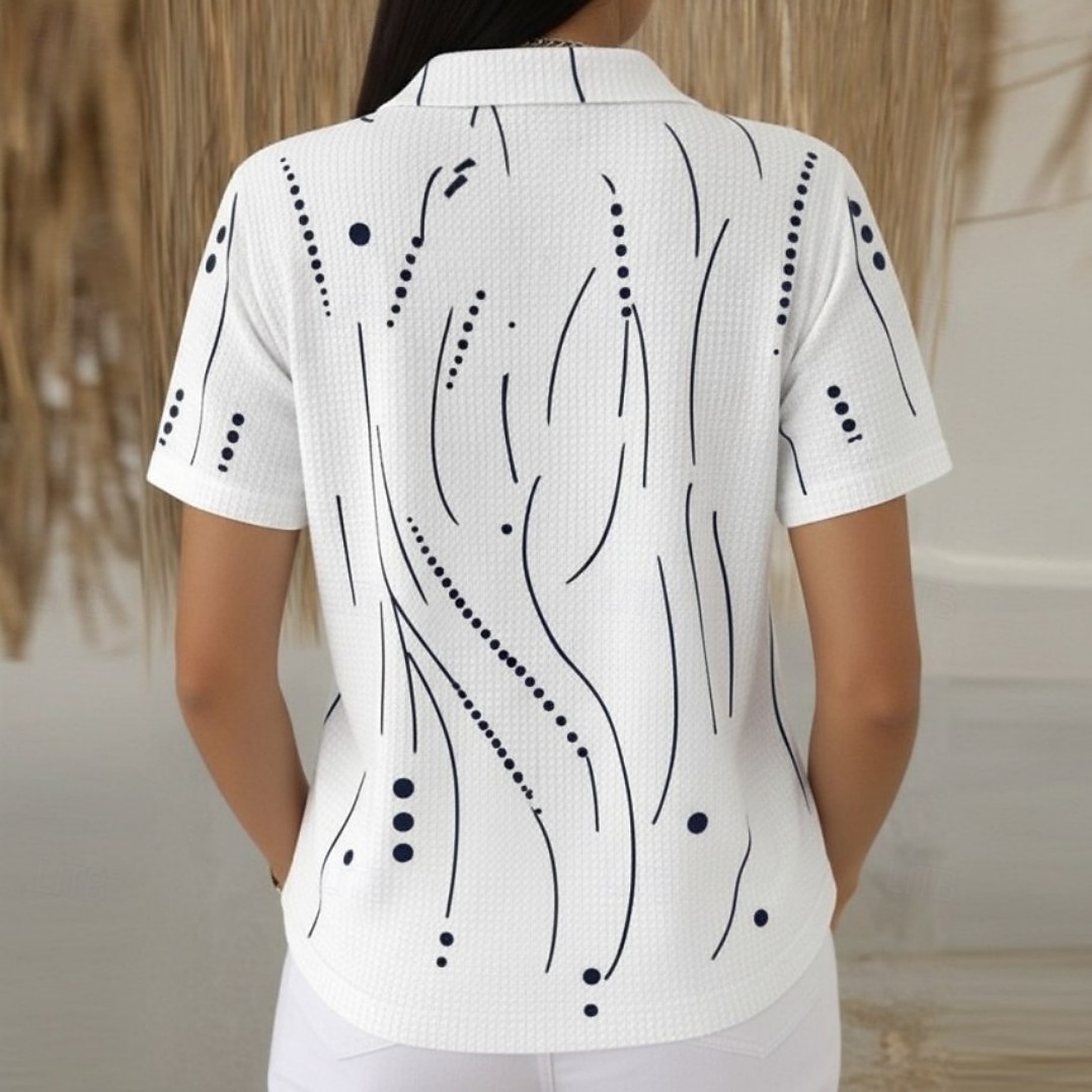 Damen Hemd Waffel-Poloshirts Sommeroberteile Grafik Geometrisch Tupfen Vintage Stilvoll Ärmellos Umlegekragen Normale Oberteile Strandhochzeit Lässig Täglich Blau Weiß Rosa Grün Sommer Frühling Herbst 2026 - $24.99 –P7