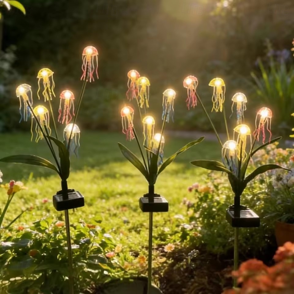 2-częściowe solarne lampy ogrodowe w kształcie meduz, wodoodporna ścieżka ogrodowa LED &lampy do trawników, dekoracyjne lampy naziemne na patio 2026 - $43.99 –P2