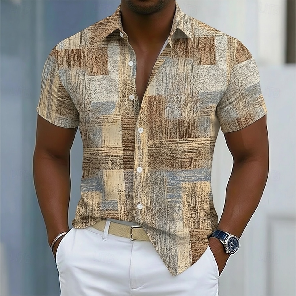 Per uomo Geometrico Blocco di colori Patchwork Camicia Camicia Estiva Camicia con Bottoni Manica Corta Moda Casual All'aperto Vacanza Abbigliamento Quotidiano Estate Primavera Collo ripiegato Stampa del 2026 a $25.99 –P1