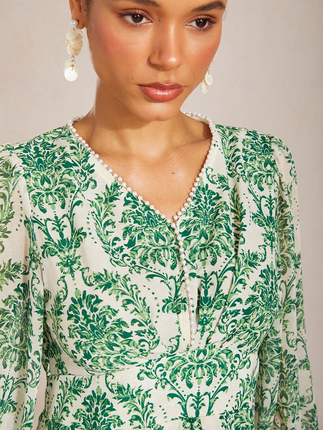 Vestido largo de gasa fluida con estampado barroco exuberante 2026 - $102.99 –P6