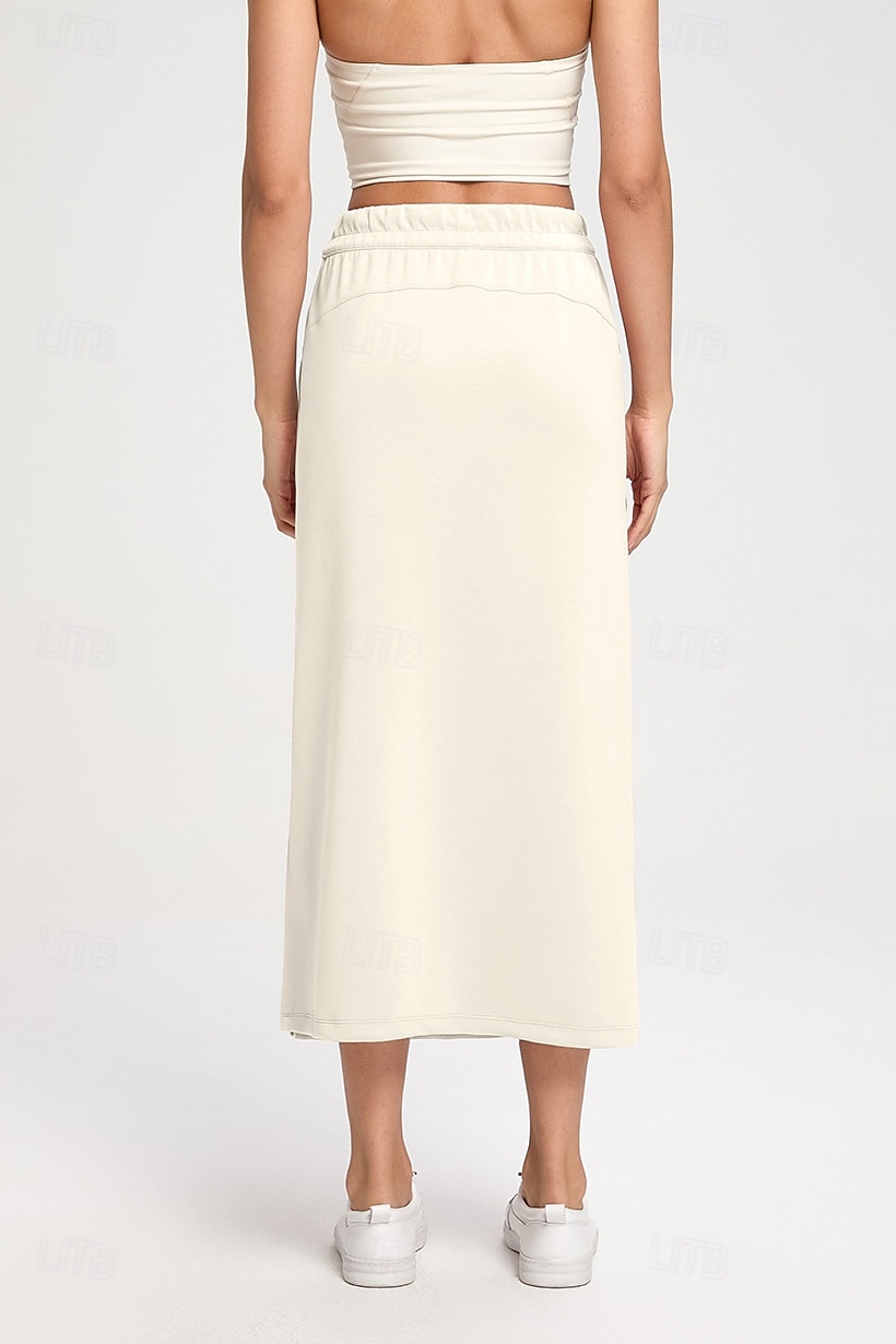 Dames Tennis- en golfrokken Casual Midi Hoge taille Rokken Rekbaar Fitness Grafietgrijs Gedistilleerde koffie Wit Lente 2026 - $43.99 –P5