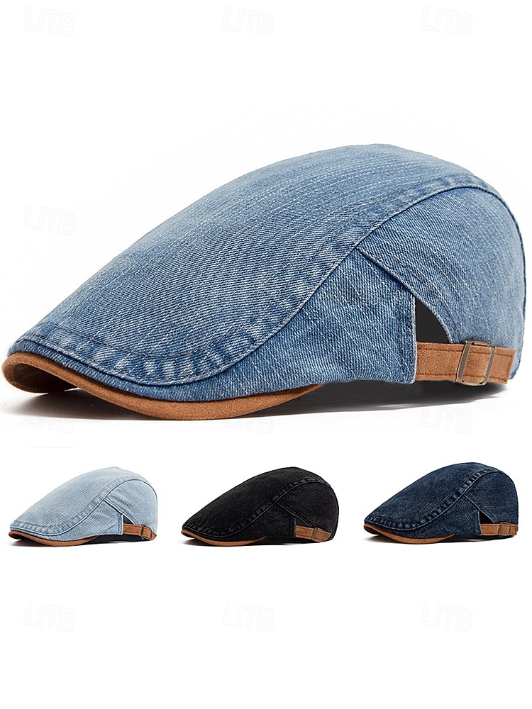 Berretto regolabile da uomo in denim e cotone, modello newsboy a cappello piatto multicolore, ideale per vacanze al mare, viaggi, guida e abbigliamento casual di tutti i giorni. del 2026 a $14.99 –P4