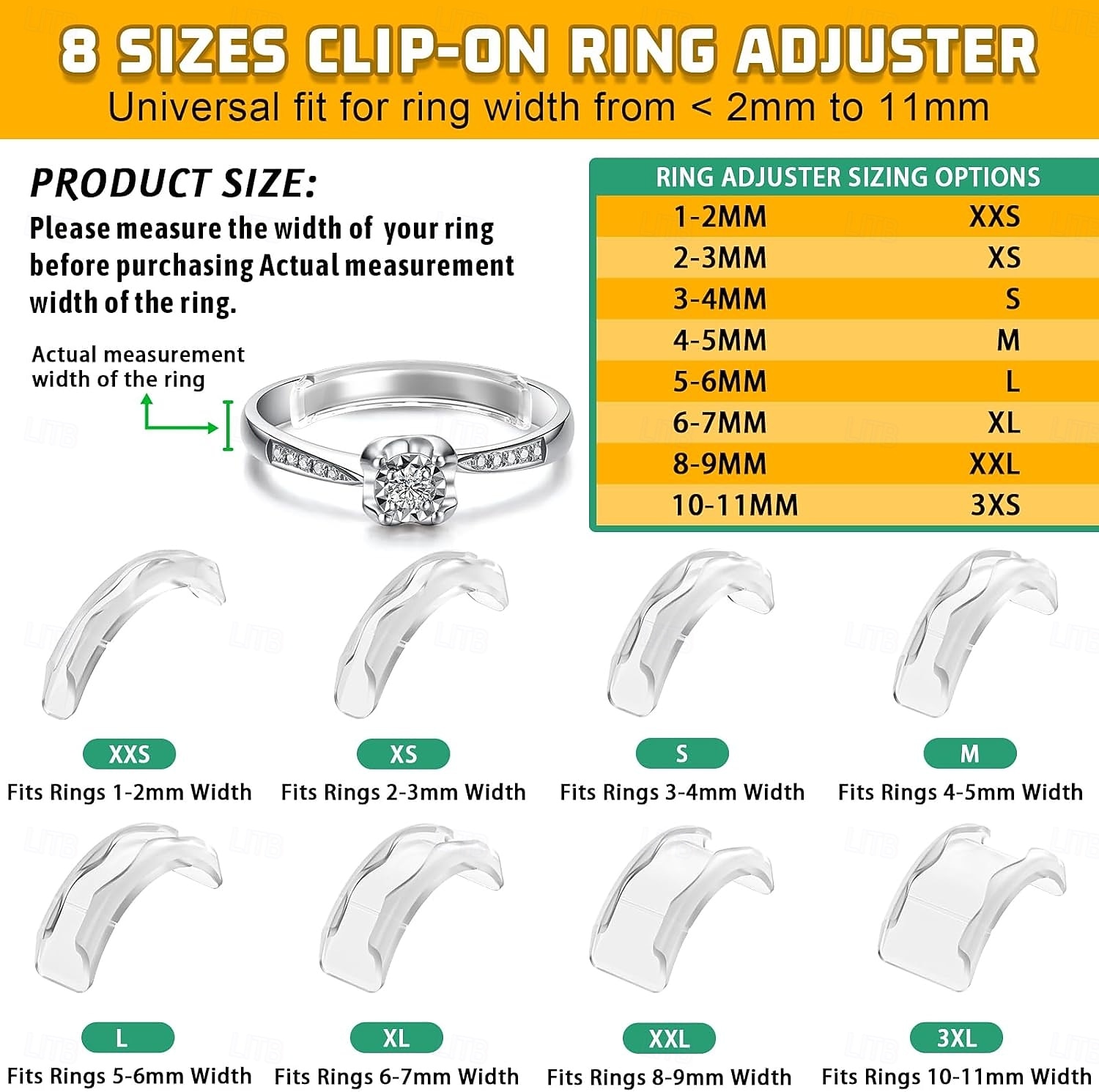 Ajusteurs de taille de bague pour bagues trop grandes (lot de 14) : ajusteurs invisibles en silicone, protège-bagues, entretoises et redimensionneurs pour femmes et hommes. Permet de réduire la taille de 2026 ? $9.99 –P2