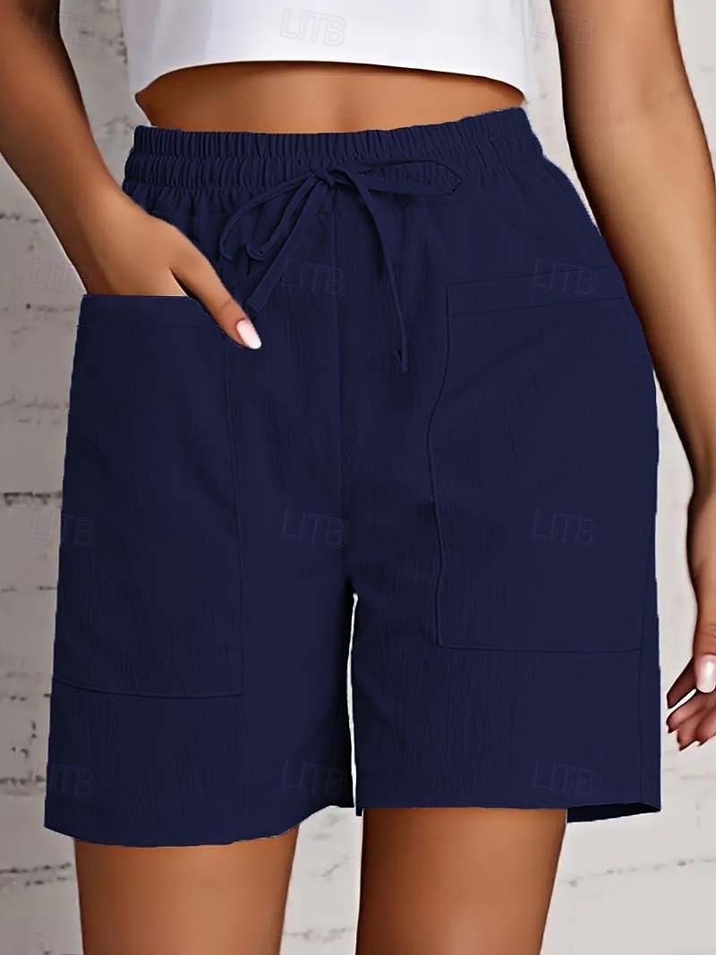 Per donna Bermuda Chinos Shorts Pantaloni Eleganti Vacanza Essenziale Comfort Corto Vita Alta Semplice Coulisse Comodità Elasticizzato Quotidiano Casual Quotidiano Blu Rosso Aalbicocca Nero Estate del 2026 a $20.99 –P10