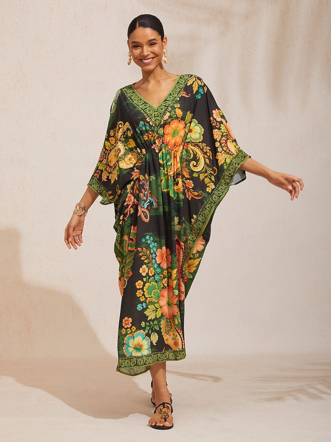 paisley mintás, lenge sifon kaftán 2026 - $79.99 –P3