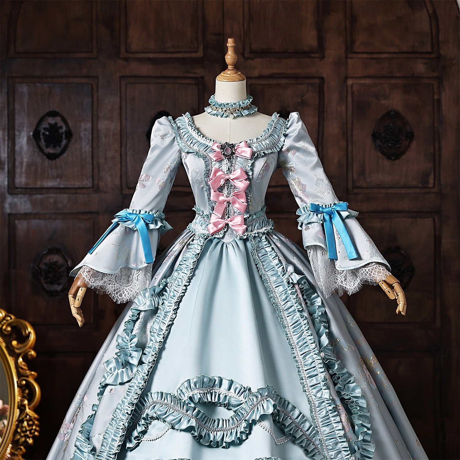 Rococó Barroco Vestido de Baile Longo Vestidos Vestido de Baile Princesa Casamento Jacquard De Baile Decote Redondo Fantasia Mulheres Real Dia Das Bruxas Carnaval Baile de Máscaras Baile de Formatura de 2026 por $301.49 –P7