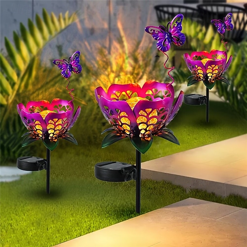 ulkona käytettävä aurinkokennoinen tulppaanipuutarhavalo IP65 vedenpitävä metallinen kukkakuvio, ihanteellinen sisäpihalle, pihalle ja polulle, aurinkopuutarhan koristeeksi, nurmikon sisustukseen, 2026 - $23.99 –P5