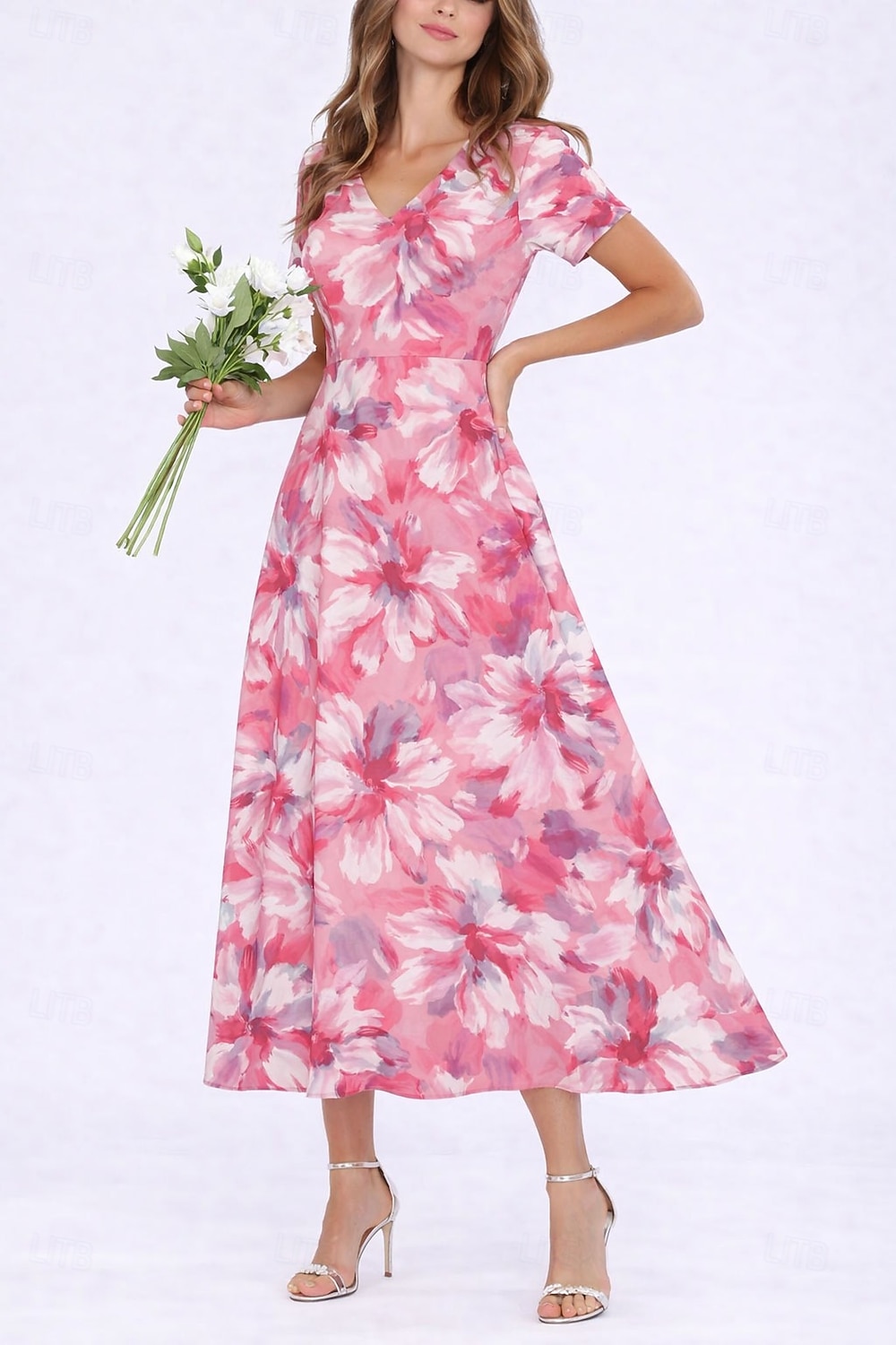 Mujer Vestido Midi Vestido bohemio Vestido de verano Vestido informal Elegante Bohemia Vacaciones Playa Festivos Cita Ajuste regular Floral Graphic Manga Corta Escote en Pico Azul Piscina Rosa Verde 2026 - $44.99 –P1