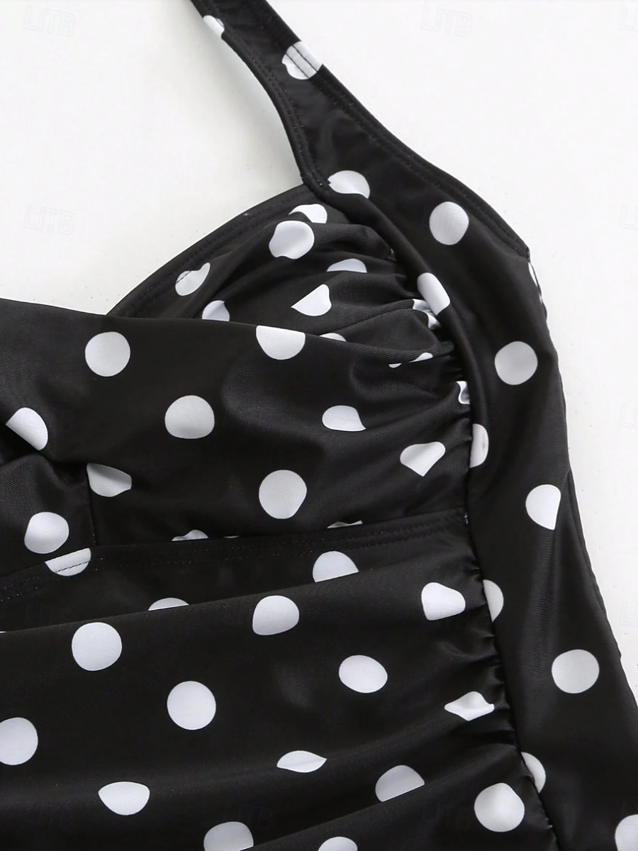 Women's Swimwear One Piece Monokini Swimsuit Tummy Control High Waist Slim Backless Vacation Vintage Polka Dot Halter Neck Sleeveless Bathing Suits 2026 - $31.99 –P6