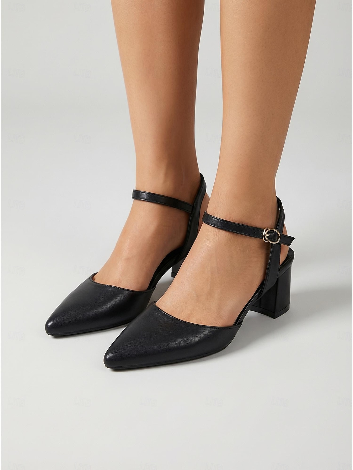 Women's Professional Black Pointed Toe Slingback Pumps - Elegant Block Heel Shoes with Adjustable Ankle Strap for Business Meetings, Formal Work & Career Wear 2026 - $54.99 –P3