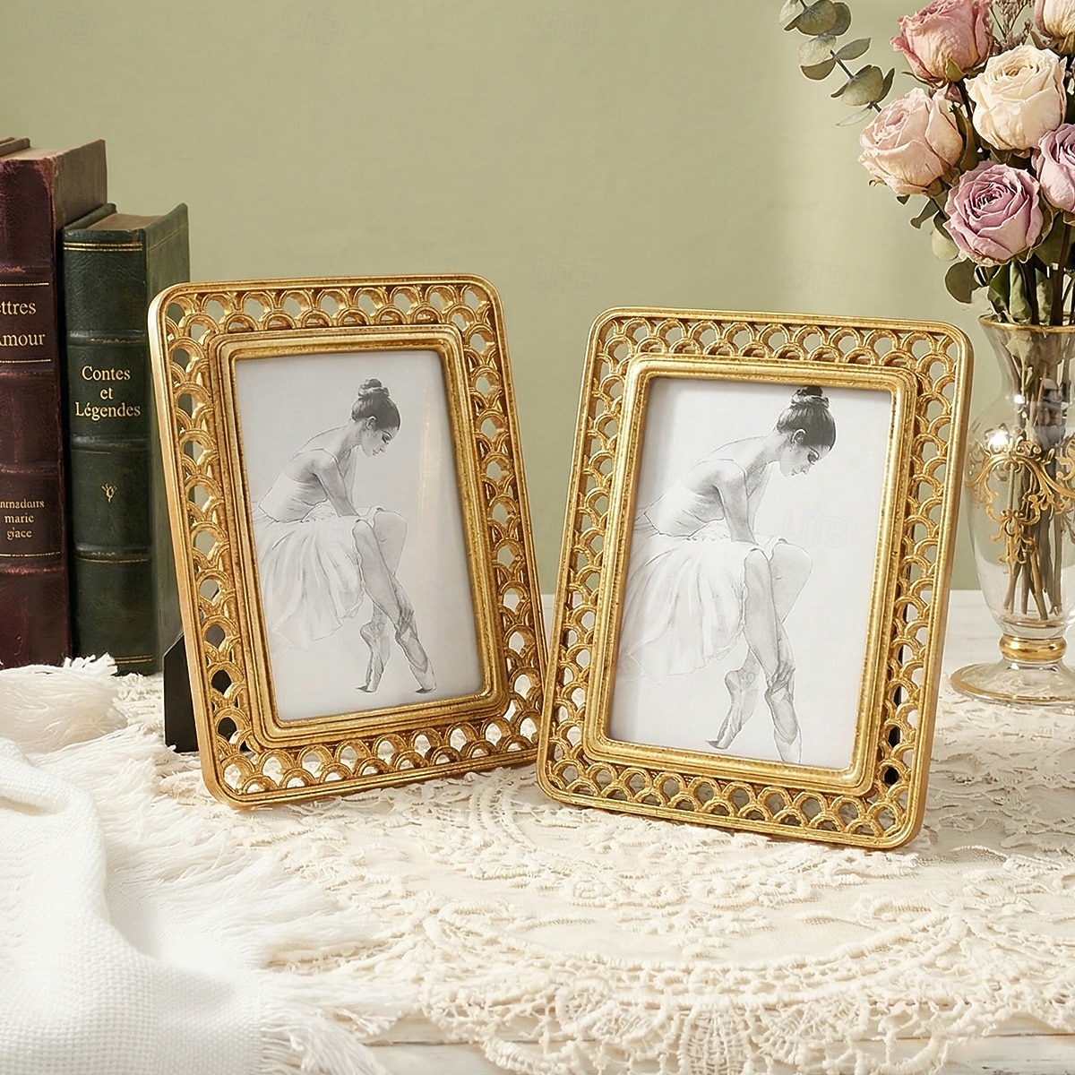 Modern Minimalist Resin Photo Frame, 3D Fish Scale Pattern Decorative Picture Frame with Hollow Design, Tabletop Home Decor Frame for Family Photos, Bedroom Desk Shelf Display Decoration 2026 - $19.99 –P6