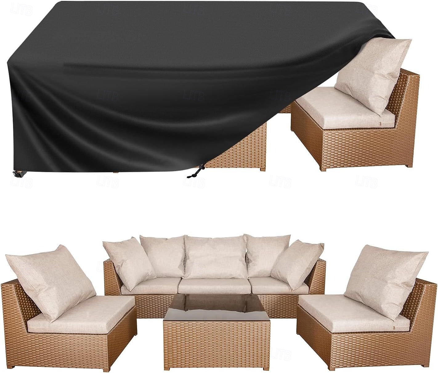 Patio Furniture Covers Black Outdoor Rectangular Square 210D Oxford Cloth Garden Table Chair Set Protective Cover with Drawstring Waterproof Dustproof UV Resistant Cover (180x150x80cm) 2026 - $20.99 –P1