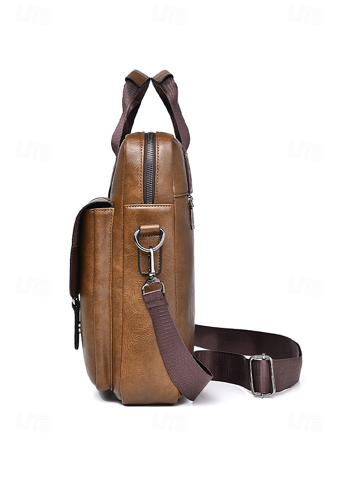 Messenger Bag für Herren aus Kunstleder, geräumige Aktentasche mit mehreren Fächern und verstellbarem Schultergurt, stilvolle Reisetasche für Freizeit und Beruf, geeignet für den täglichen Arbeitsweg und die Arbeit. 2026 - $32.99 –P6