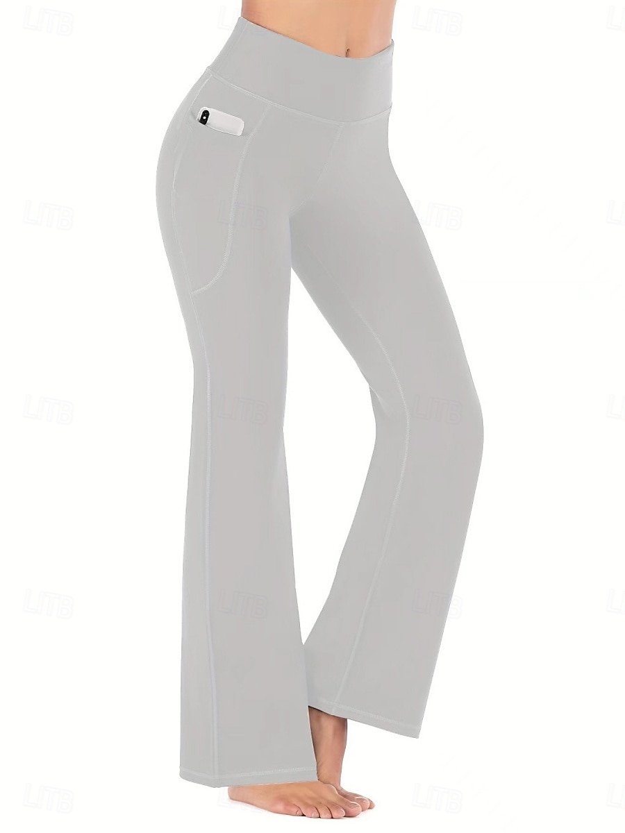 Mulheres Calças de Pilates Calças de ioga Bolsos Levantamento de Butt Ruched Cintura Alta Treino de Ginástica Corrida Ginástica Calças Leggings Côr Sólida Cinzento Escuro Preto Azul Marinho Esportes de 2026 por $19.49 –P6