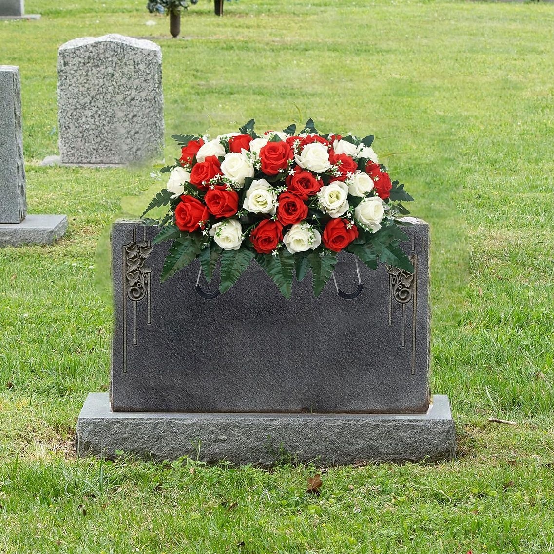Collier de fleurs artificielles pour pierre tombale, rose, pour la journée du souvenir, décoration de tombe, couleurs inaltérables, installation facile de 2026 ? $45.99 –P10