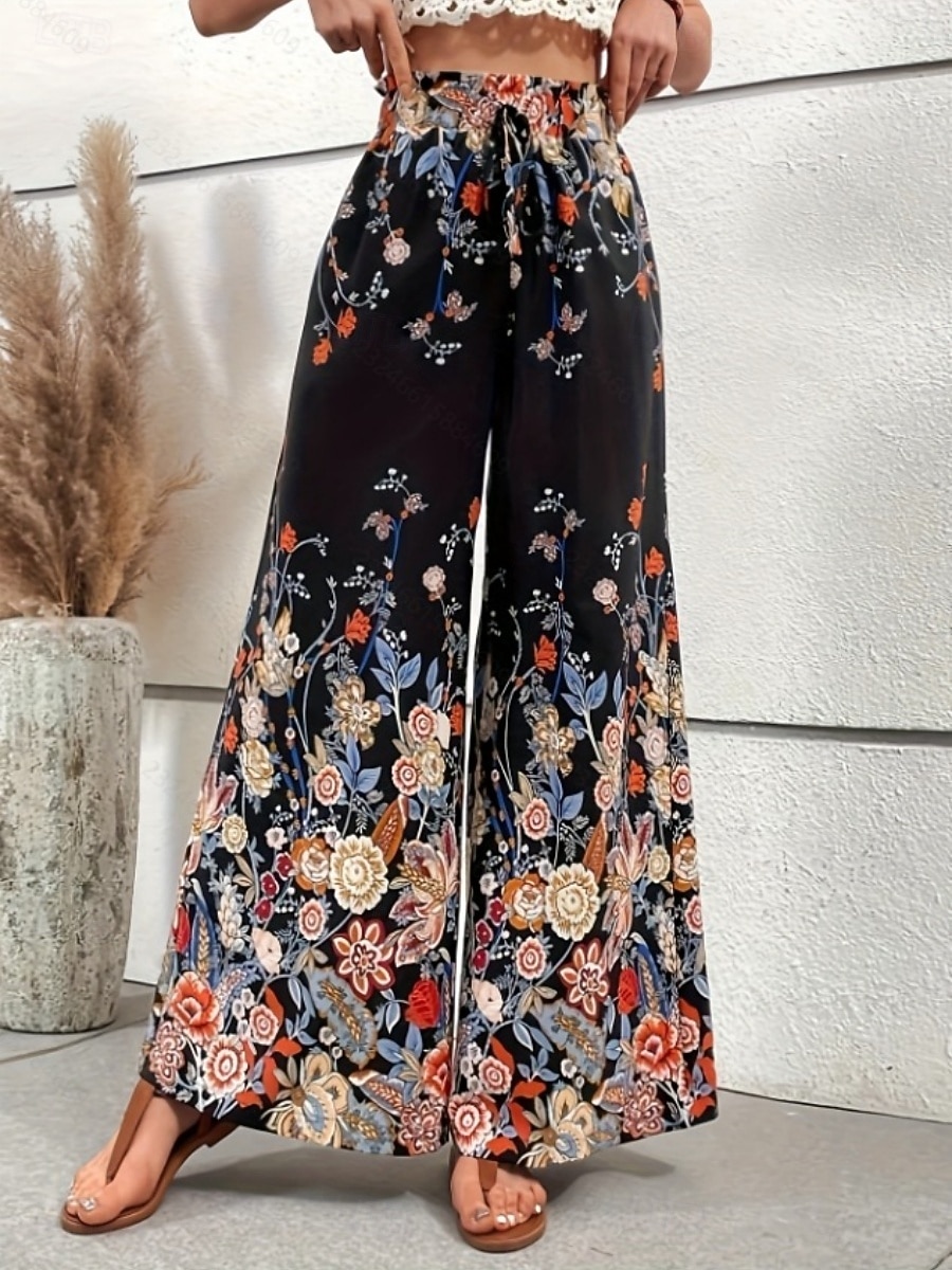 Damskie Spodnie szerokie nogawki Typu Chino Urlop Codzienny Boho Pełna długość Wysoka talia Kwiaty Graficzny Elastyczny pas Nadruk Wygodne Miękka Wygodny Elastyczny Na zewnątrz Urlop Ulica Niebieski 2026 - $24.99 –P11